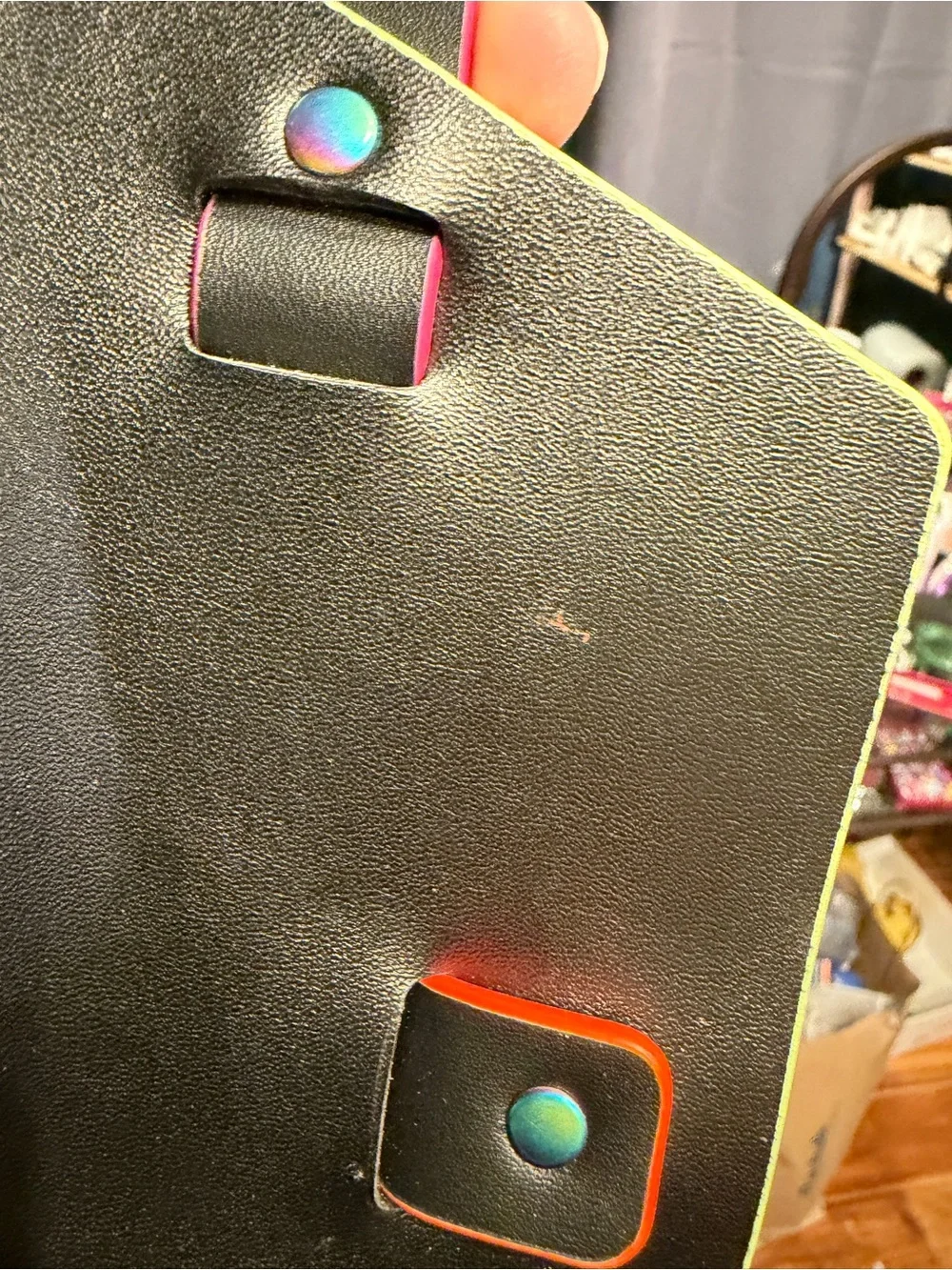 Michael Kors Black Satchel with Neon Rainbow Hardware